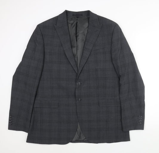 Marks and Spencer Mens Grey Check Wool Jacket Suit Jacket Size 44 Regular