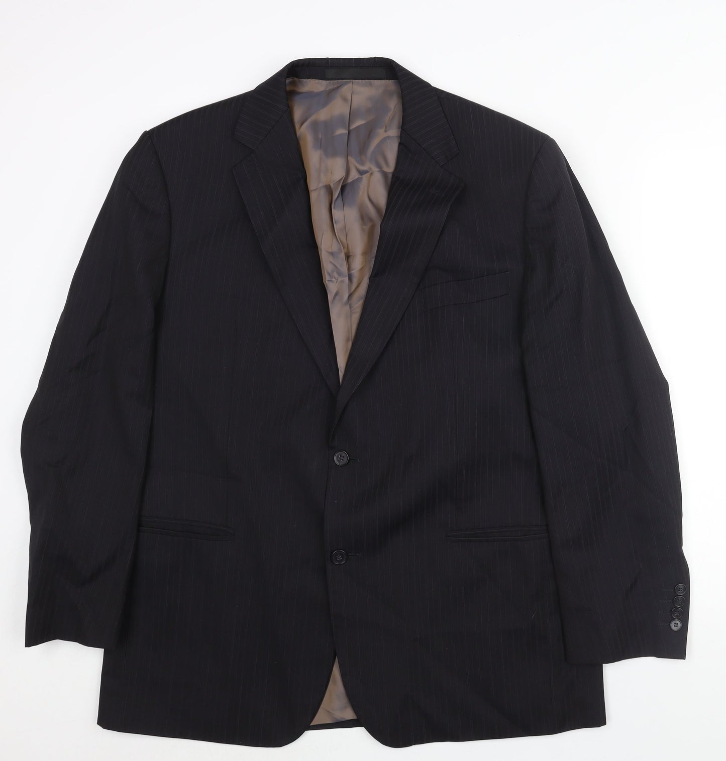 marks and Mens Black Striped Wool Jacket Suit Jacket Size 44 Regular