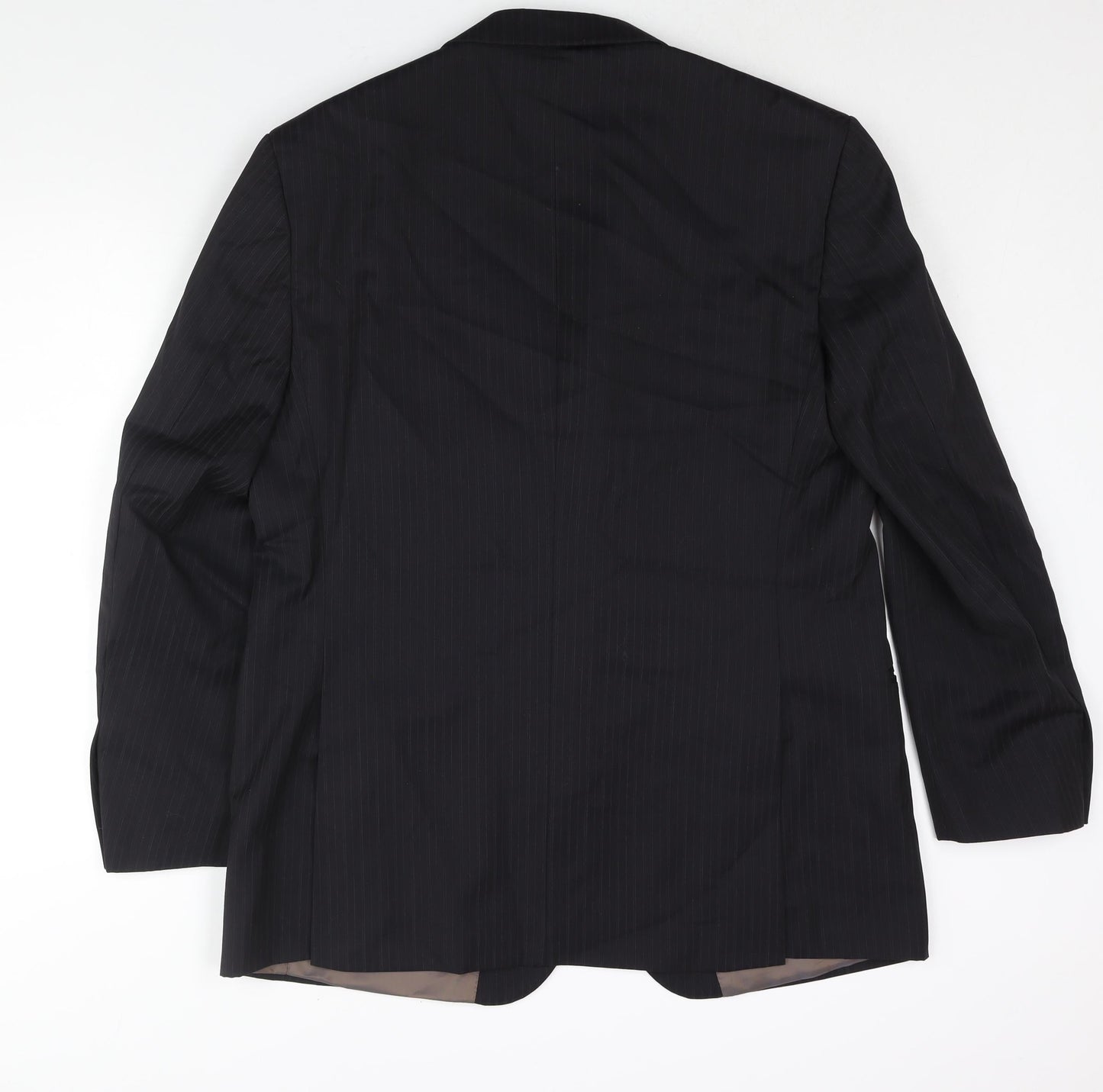 marks and Mens Black Striped Wool Jacket Suit Jacket Size 44 Regular