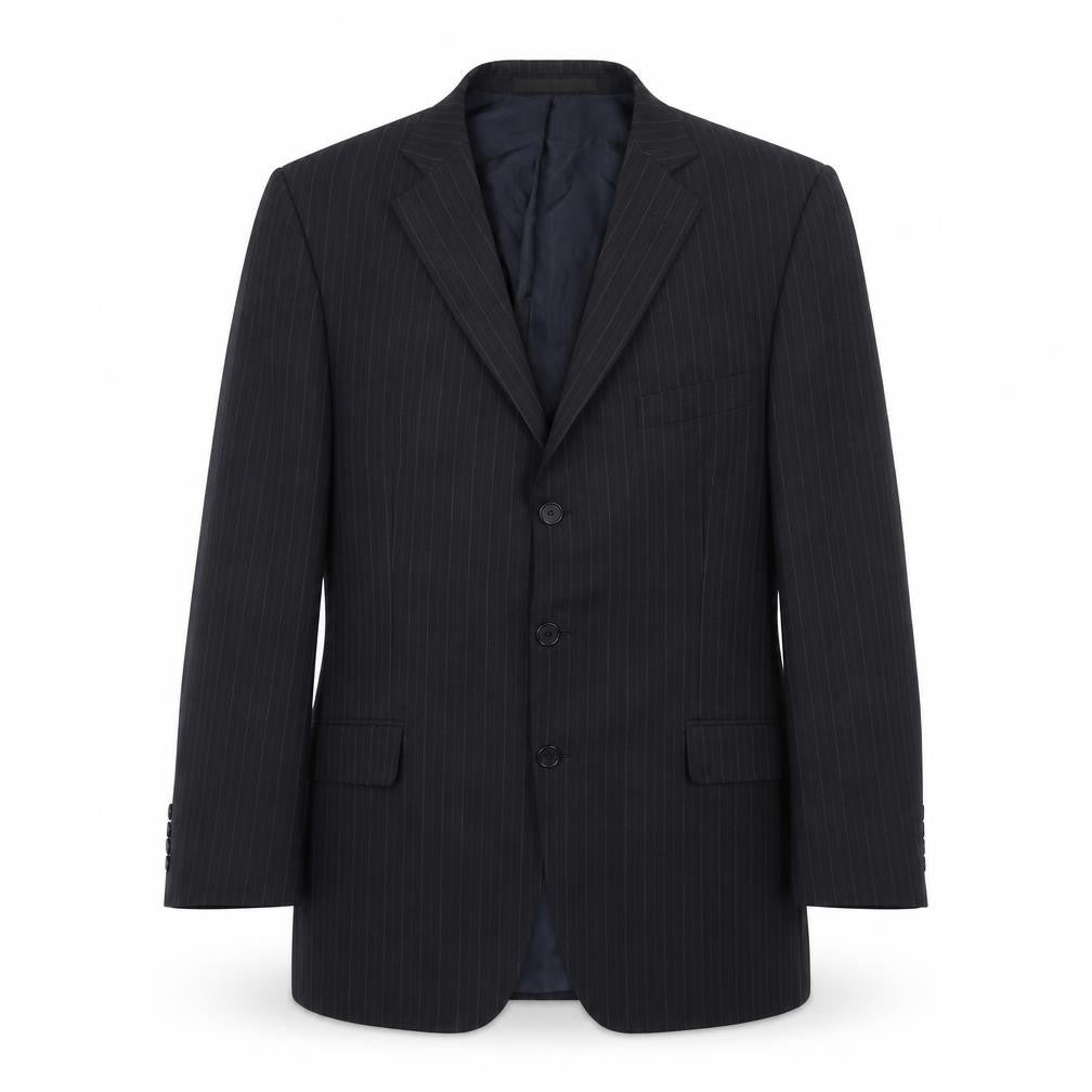 Marks and Mens Blue Striped Polyester Jacket Suit Jacket Size 42 Regular