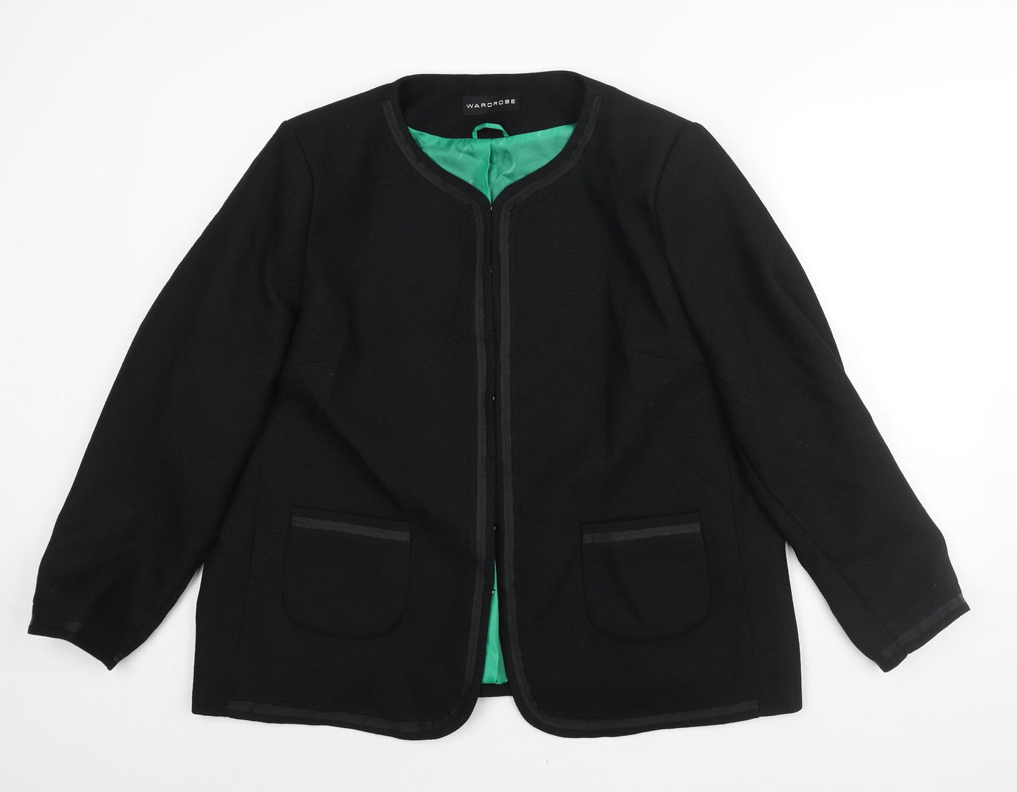 Wardrobe Womens Black Jacket Size 22 Hook & Eye - Textured