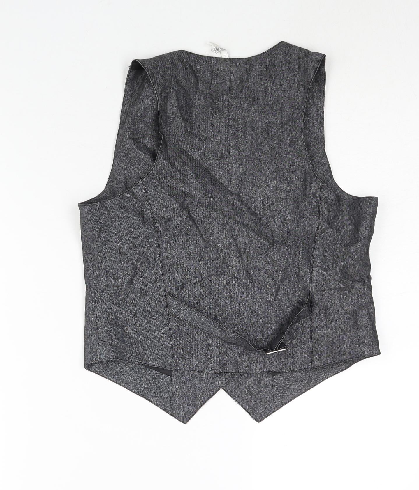 Miss Posh Womens Grey Jacket Waistcoat Size M Button