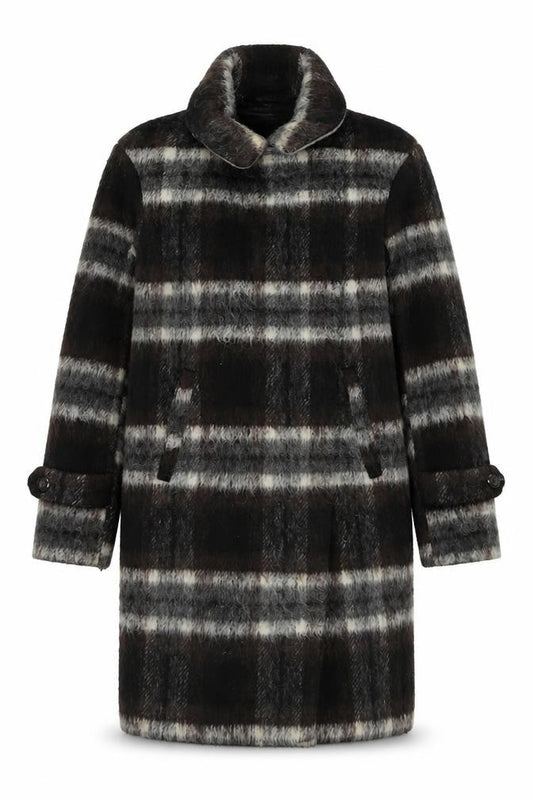 Next Womens Brown Check Overcoat Coat Size 6 Snap