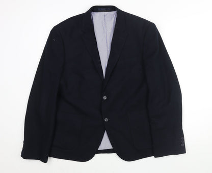 B&W Mens Blue Polyester Jacket Suit Jacket Size L Regular