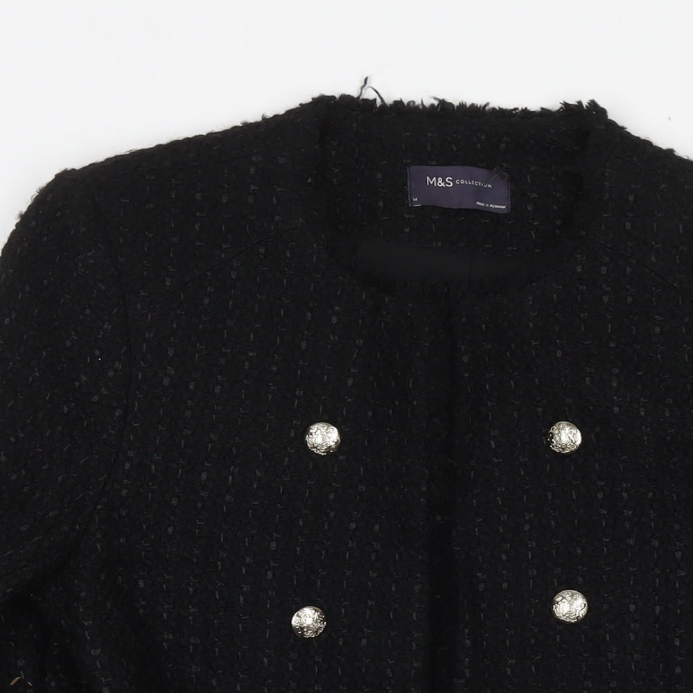 Marks & Spencer Womens Black Jacket Size 14 Hook & Eye