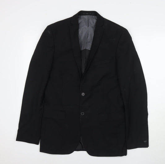Red Herring Mens Black Polyester Jacket Suit Jacket Size 38 Regular