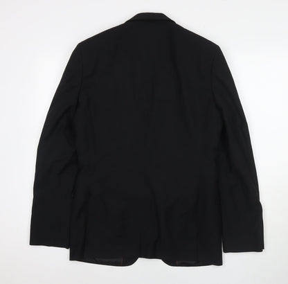 Back view of Red Herring men’s black polyester jacket suit jacket, size 38, regular