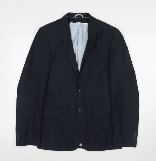 Burton Mens Blue Polyester Jacket Suit Jacket Size 36 Regular