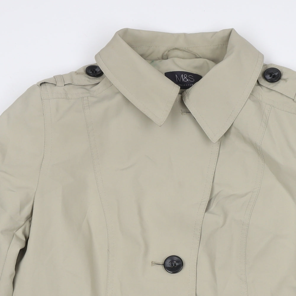 Marks & Spencer Womens Beige Trench Coat Jacket Size 12 Button