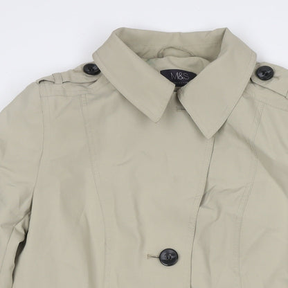 Marks & Spencer Womens Beige Trench Coat Jacket Size 12 Button