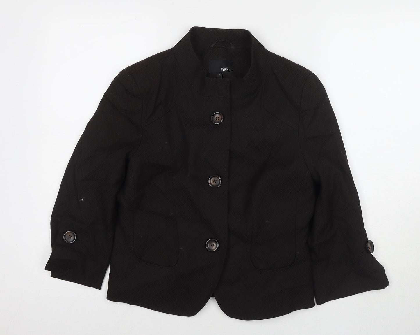 NEXT Womens Brown Geometric Jacket Blazer Size 14 Button