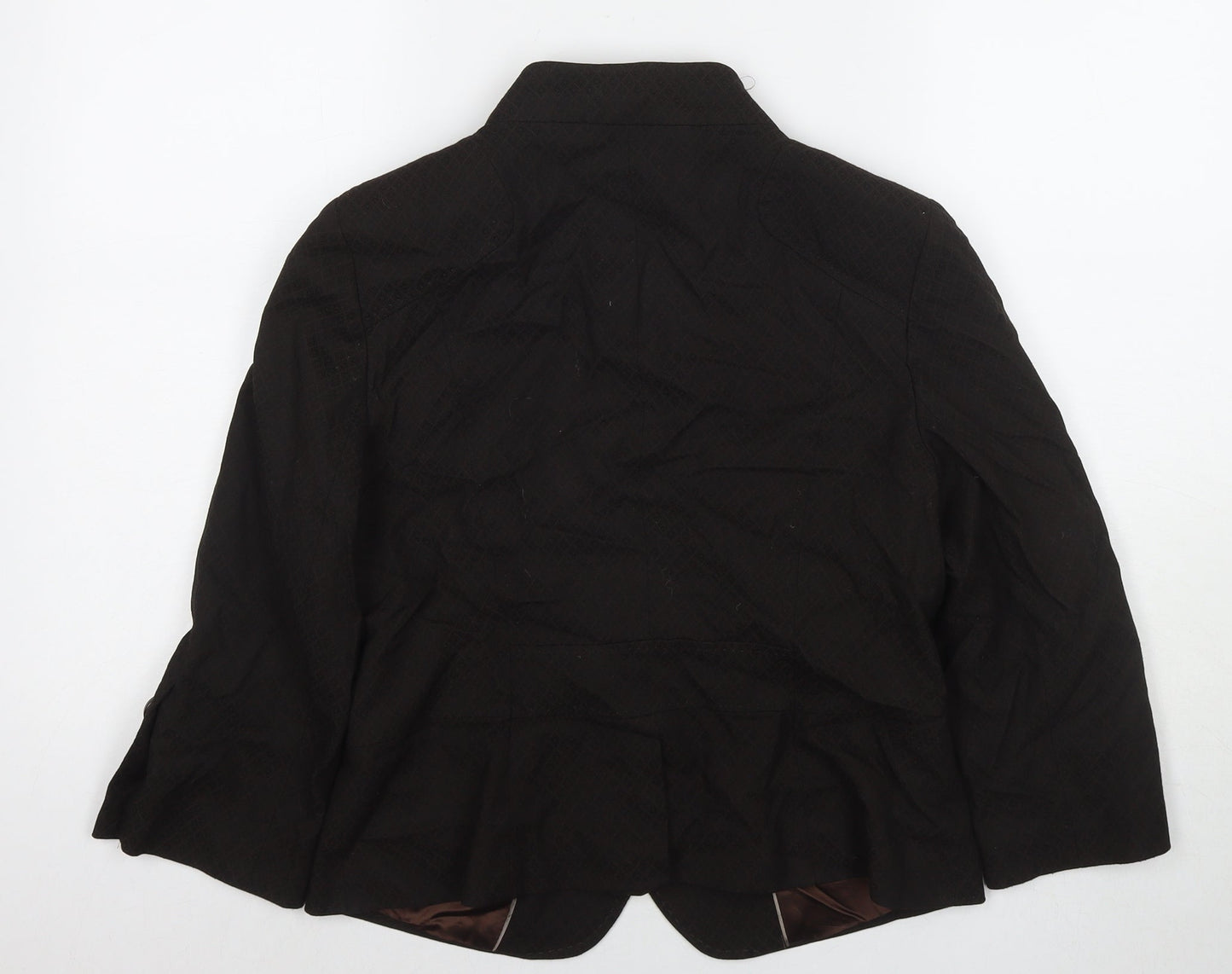 NEXT Womens Brown Geometric Jacket Blazer Size 14 Button