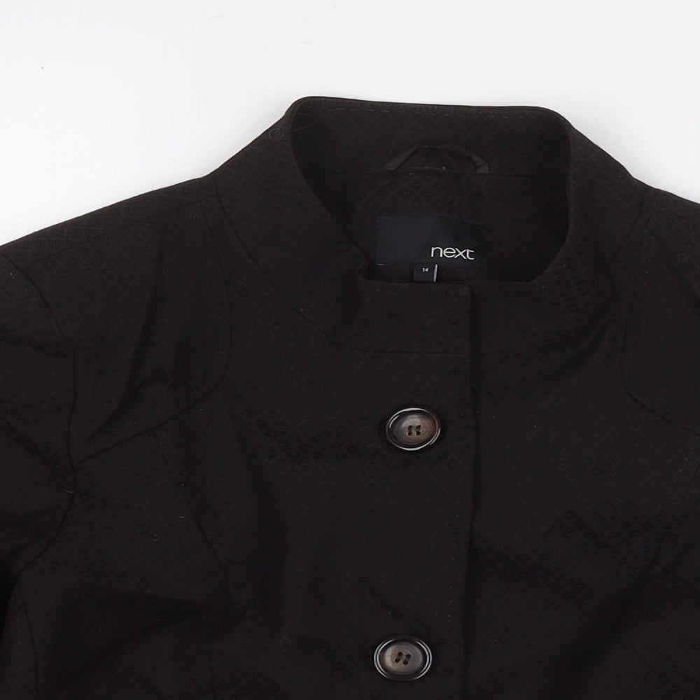 NEXT Womens Brown Geometric Jacket Blazer Size 14 Button