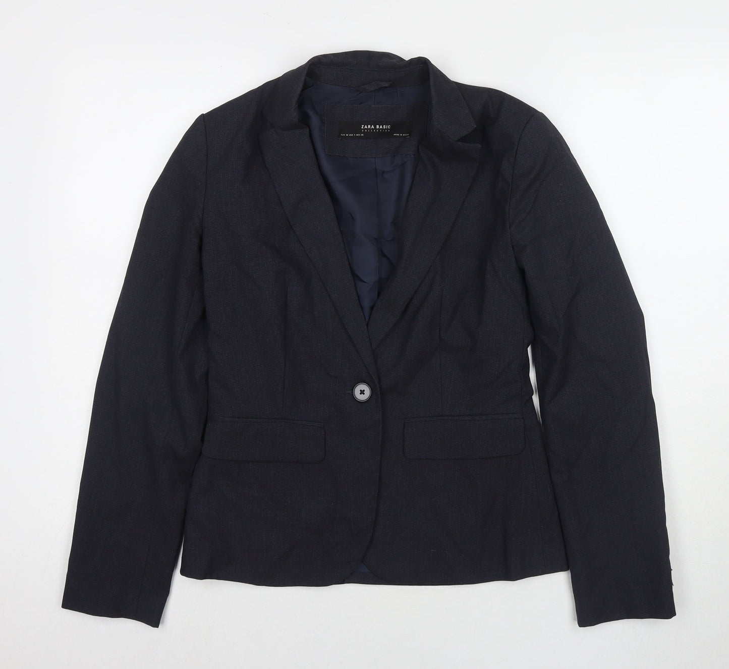 Zara Womens Blue Jacket Blazer Size 8 Button