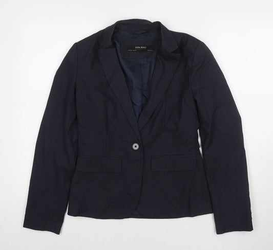 Zara Womens Blue Jacket Blazer Size 8 Button
