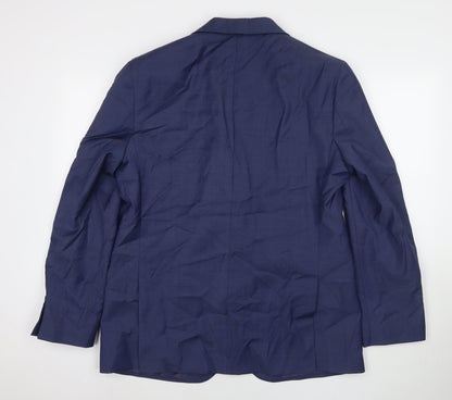 Back view of Autograph men’s blue polyester jacket suit jacket, size 42, regular