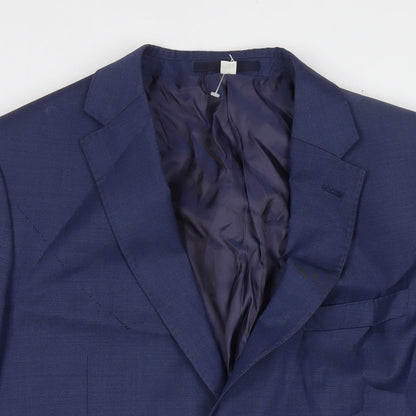 Close-up detail of Autograph men’s blue polyester jacket suit jacket, size 42, regular