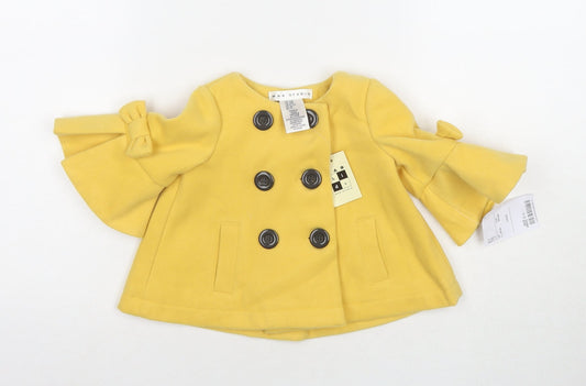 Maxx Girls Yellow Pea Coat Coat Size 12 Months Button