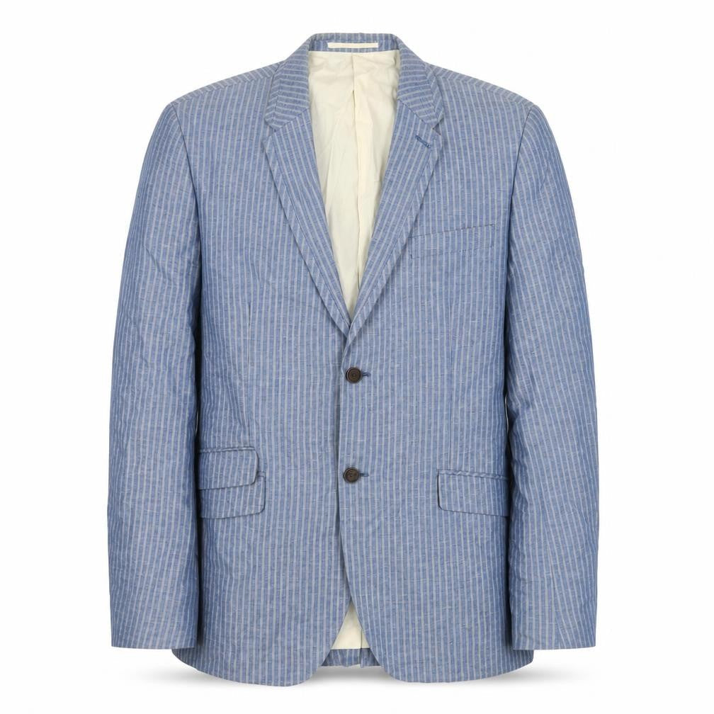 RJR.John Rocha Mens Blue Striped Cotton Jacket Suit Jacket Size 42 Regular