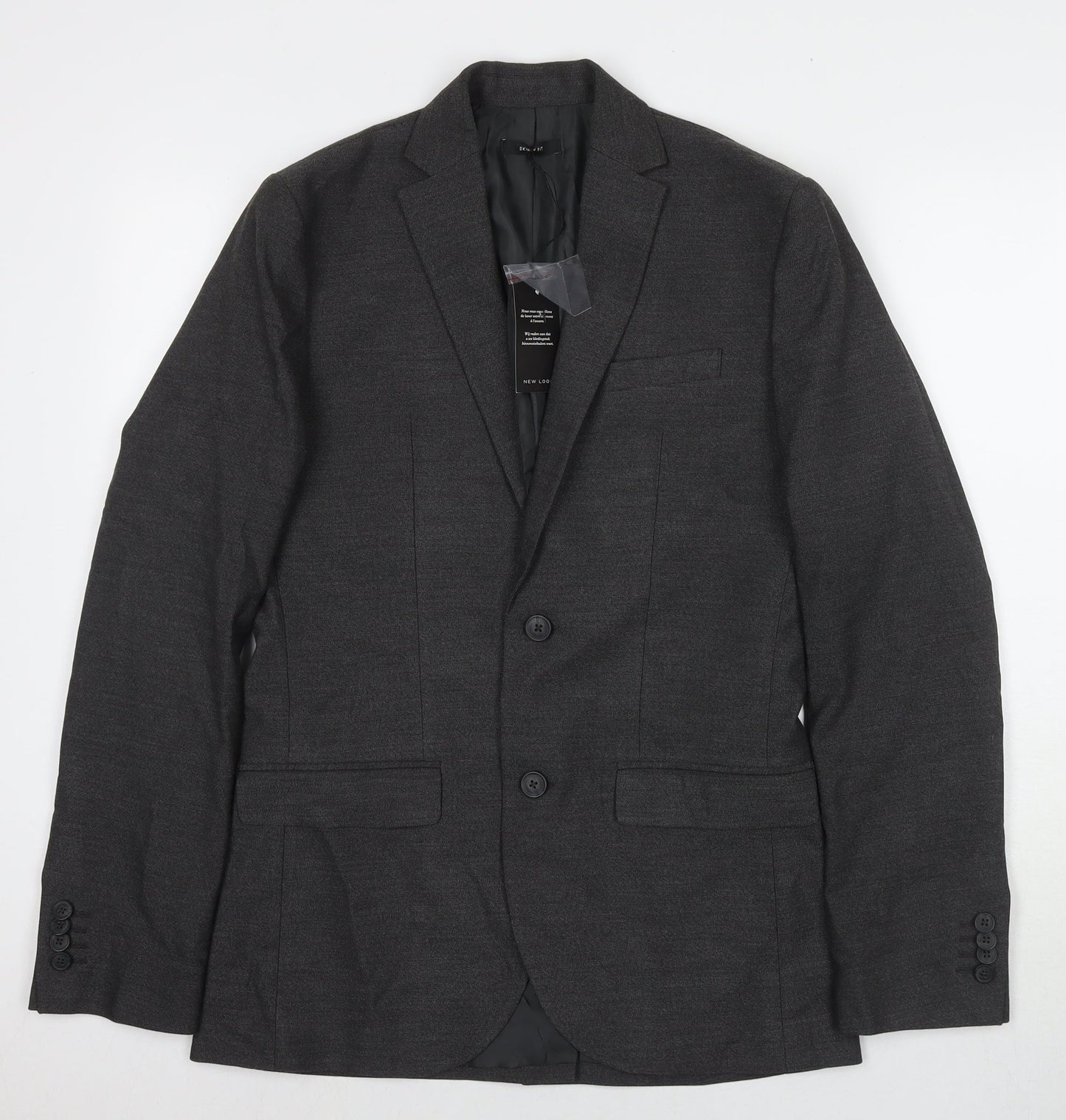 New Look Mens Grey Polyester Jacket Suit Jacket Size 38 Regular