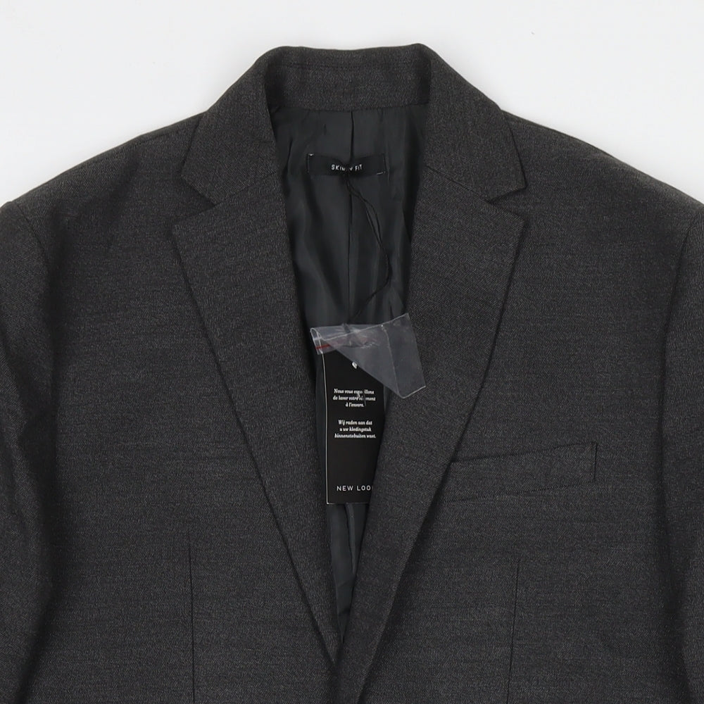 New Look Mens Grey Polyester Jacket Suit Jacket Size 38 Regular
