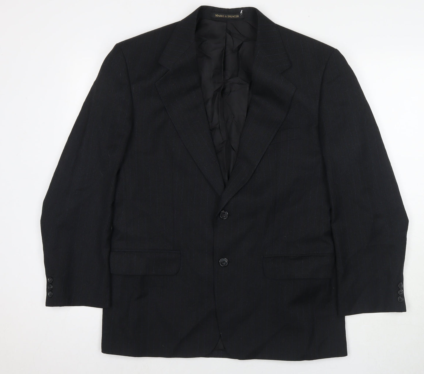 Marks and Spencer Mens Black Polyester Jacket Suit Jacket Size 40 Regular
