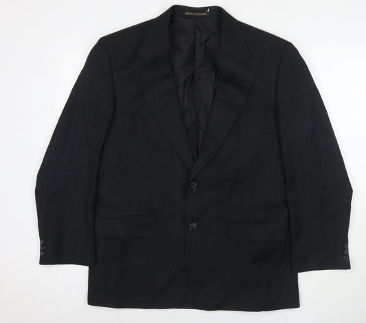 Marks and Spencer Mens Black Polyester Jacket Suit Jacket Size 40 Regular