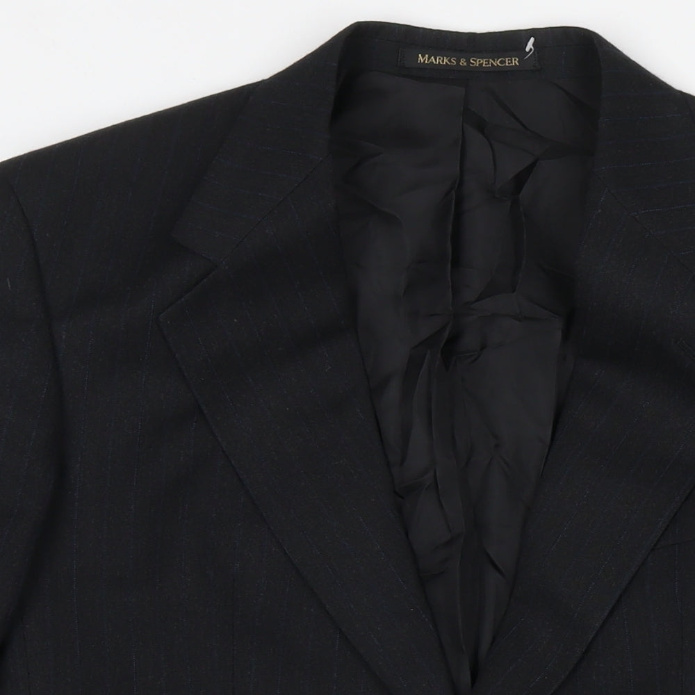 Marks and Spencer Mens Black Polyester Jacket Suit Jacket Size 40 Regular
