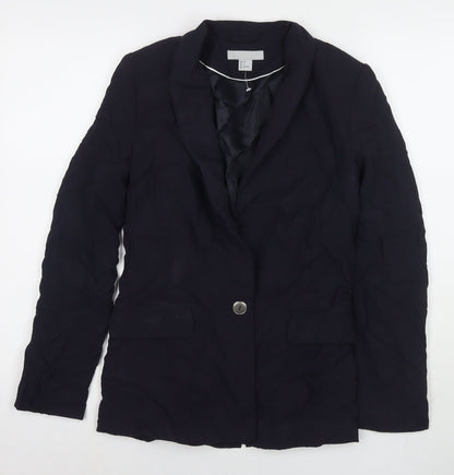 H&M Womens Blue Jacket Blazer Size 6 Button