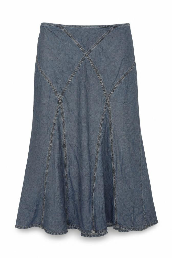 Cherokee Womens Blue Cotton Trumpet Skirt Size 46 in Zip