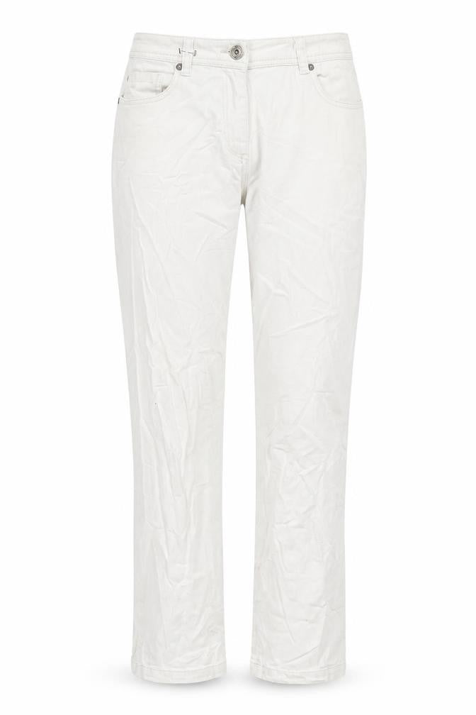 Debenhams Womens Ivory Cotton Straight Jeans Size 12 L27 in Slim Zip