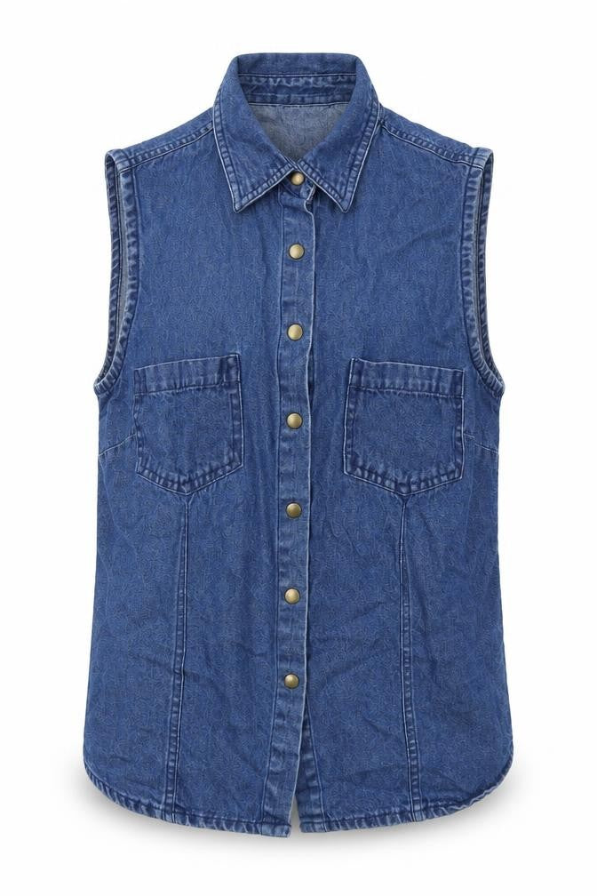 Joie de Vivre Womens Blue Cotton Basic Button-Up Size 10 Collared