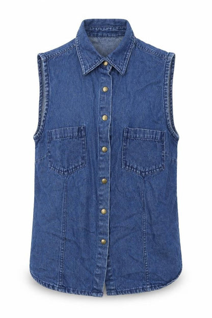 Joie de Vivre Womens Blue Cotton Basic Button-Up Size 10 Collared