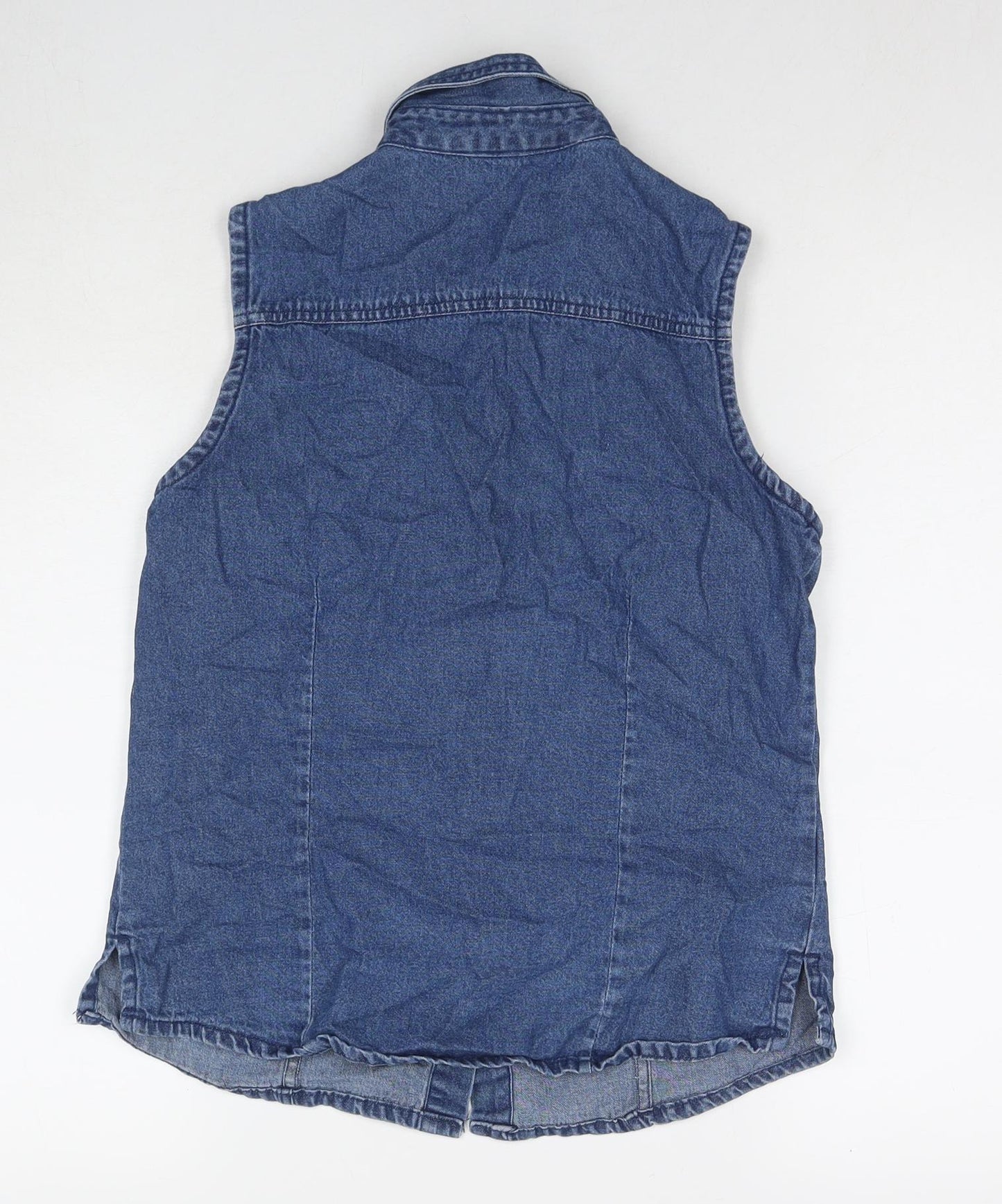 Joie de Vivre Womens Blue Cotton Basic Button-Up Size 10 Collared