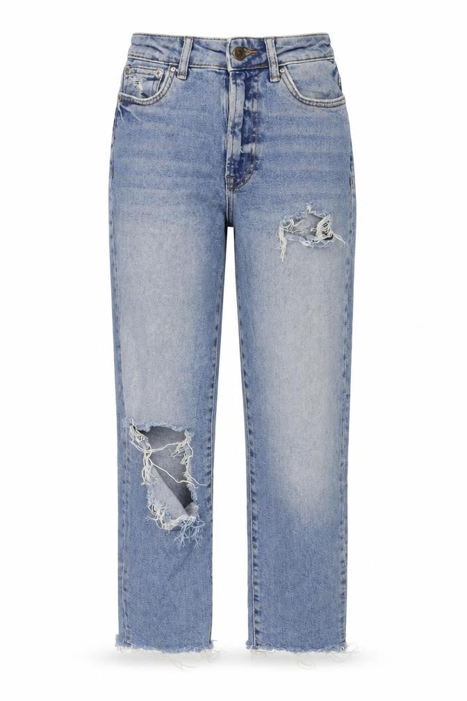 New Look Womens Blue Cotton Cropped Jeans Size 8 L24 in Regular Zip