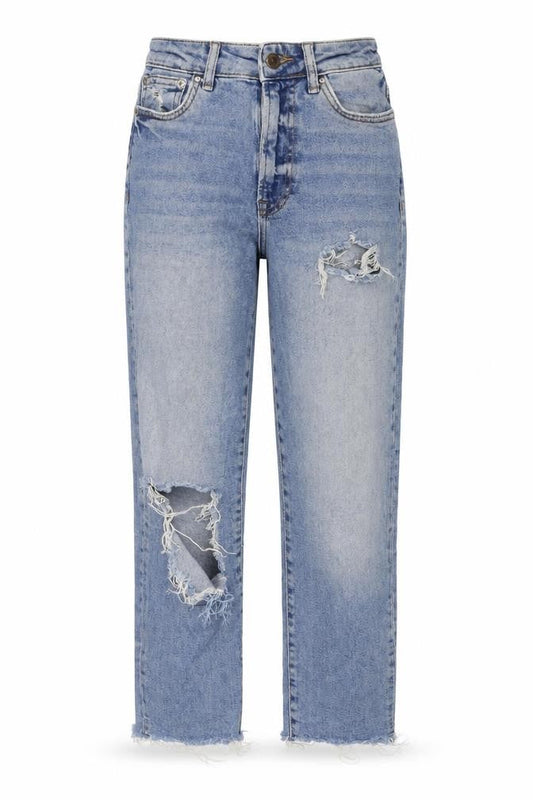 New Look Womens Blue Cotton Cropped Jeans Size 8 L24 in Regular Zip