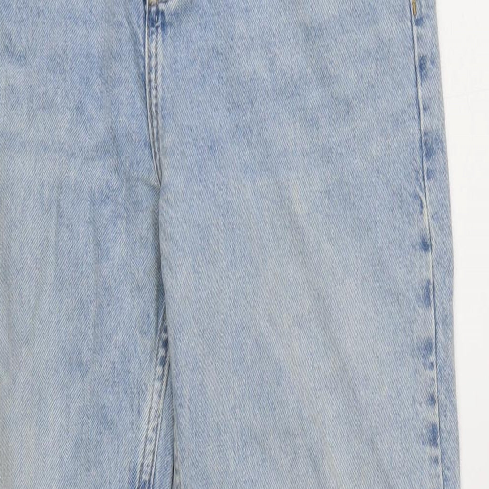 Denim & Co. Womens Blue Cotton Straight Jeans Size 8 L29 in Regular Zip