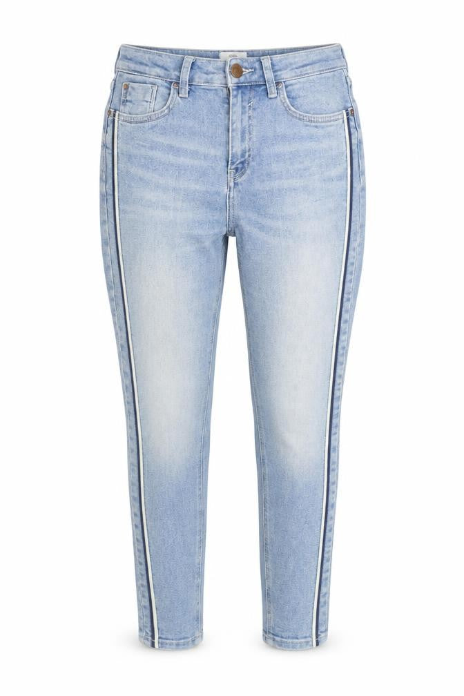 River Island Womens Blue Cotton Blend Tapered Jeans Size 10 L28 in Regular Zip
