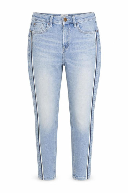 River Island Womens Blue Cotton Blend Tapered Jeans Size 10 L28 in Regular Zip