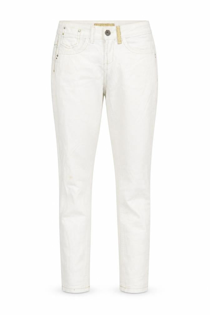 Denim & Co. Womens Ivory Cotton Blend Tapered Jeans Size 10 L30.5 in Regular Zip