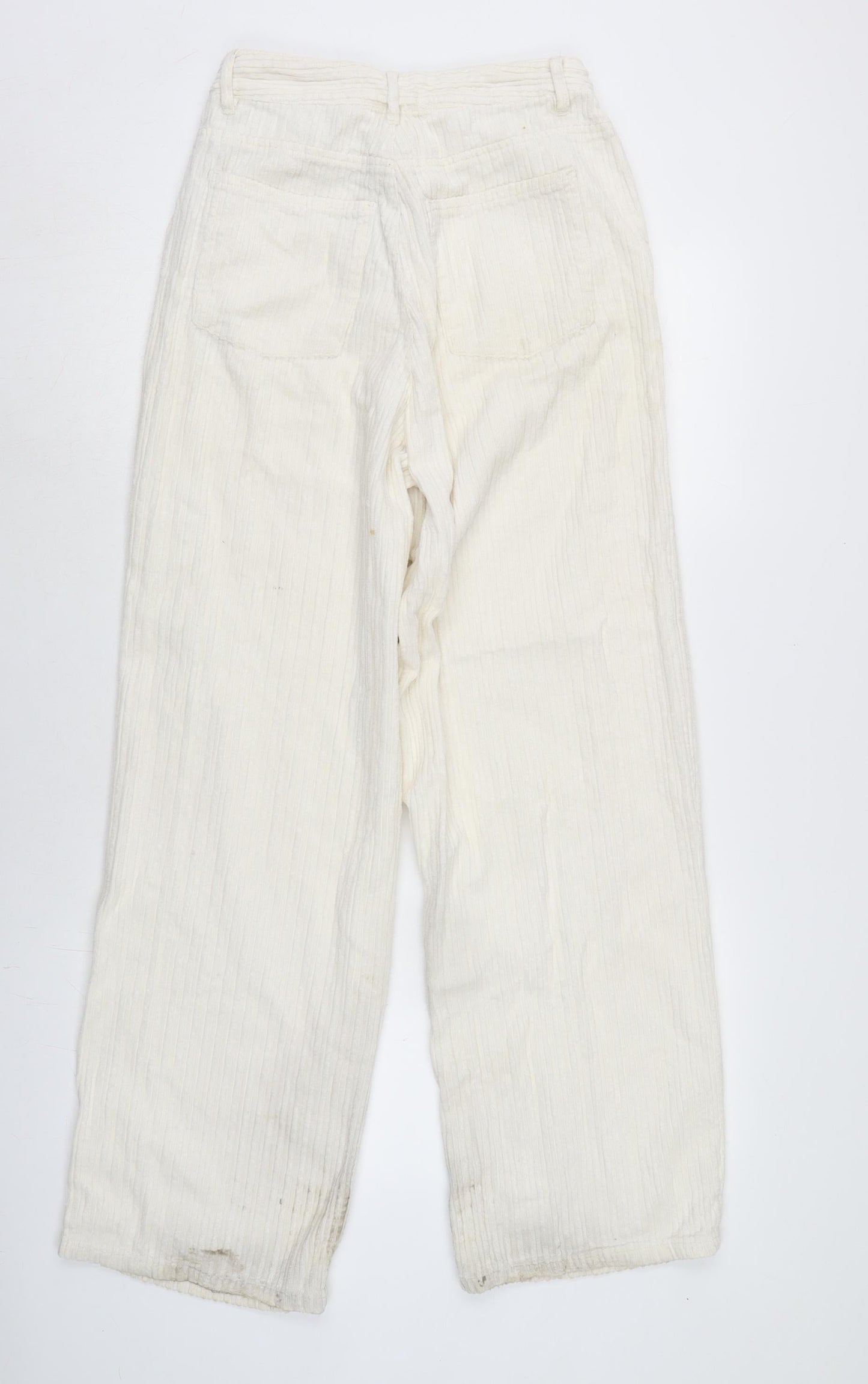 Zara Womens Ivory Cotton Trousers Size 8 L29 in Regular Zip
