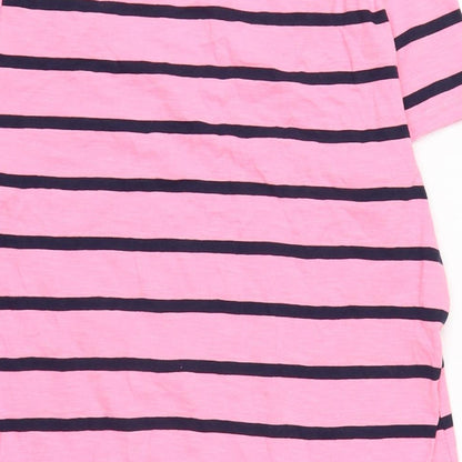 Marks & Spencer Womens Pink Cotton Basic T-Shirt Size 14 Crew Neck