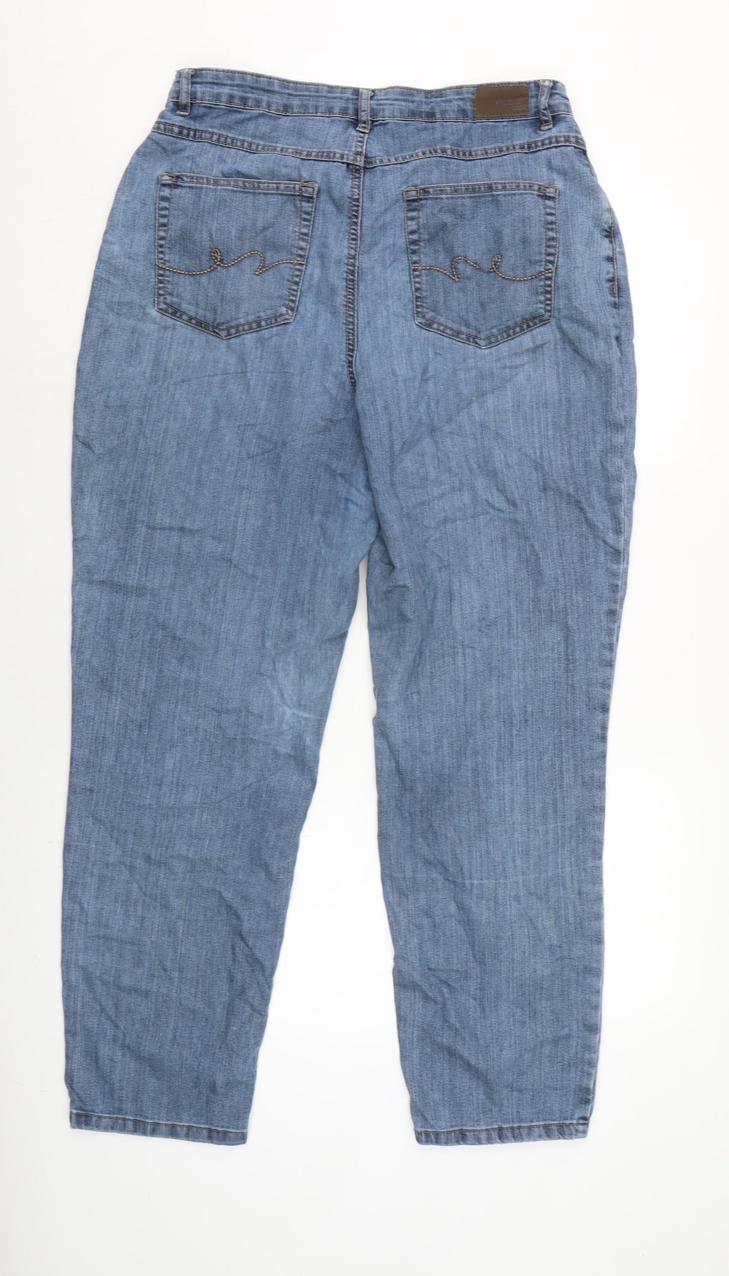 Marks and Spencer Womens Blue Cotton Straight Jeans Size 32 in L28.5 in Regular Zip