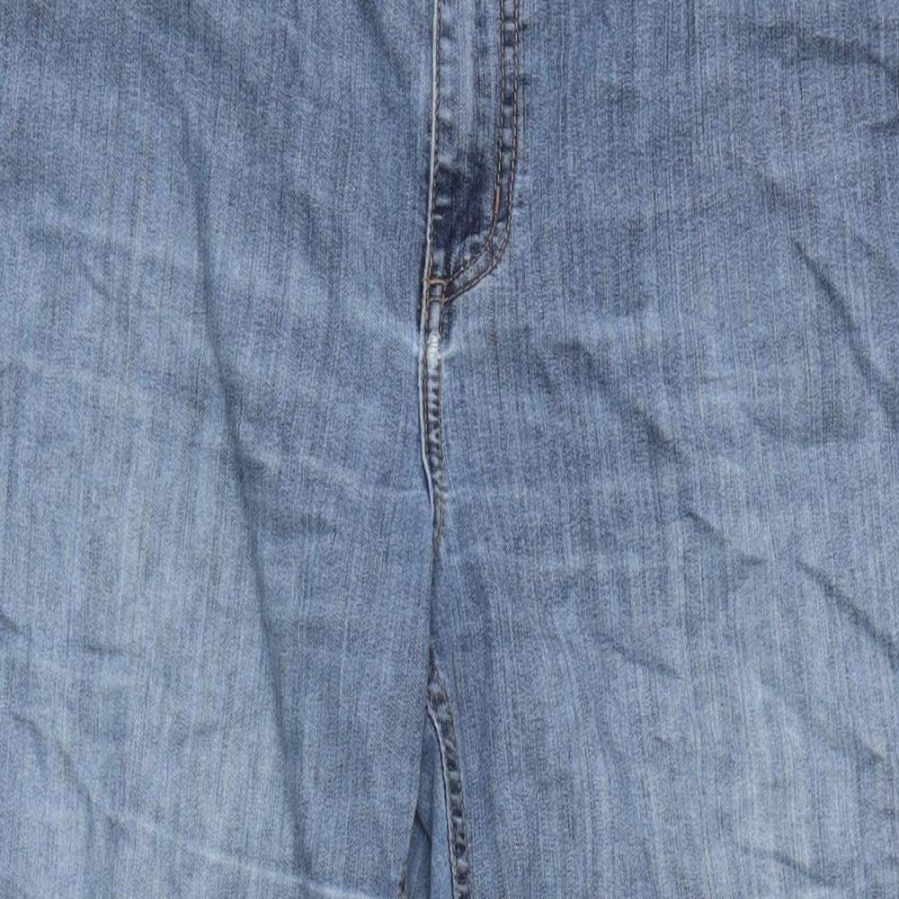 Marks and Spencer Womens Blue Cotton Straight Jeans Size 32 in L28.5 in Regular Zip
