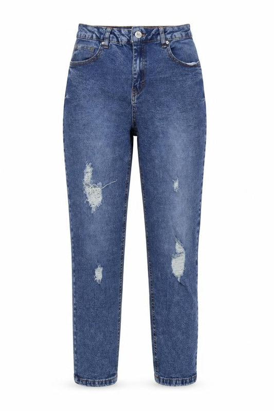 Beloved Womens Blue Cotton Blend Mom Jeans Size 28 in L25 in Regular Zip
