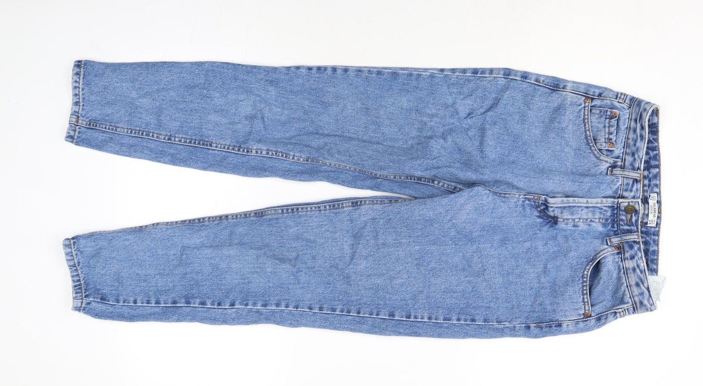 Pull&Bear Womens Blue Cotton Straight Jeans Size 23 in L26 in Regular Zip