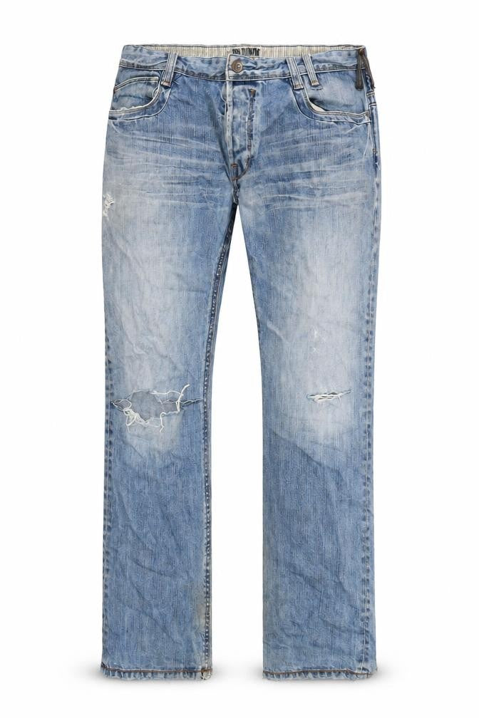 WS Denim Mens Blue Cotton Straight Jeans Size 32 in L29 in Regular Button