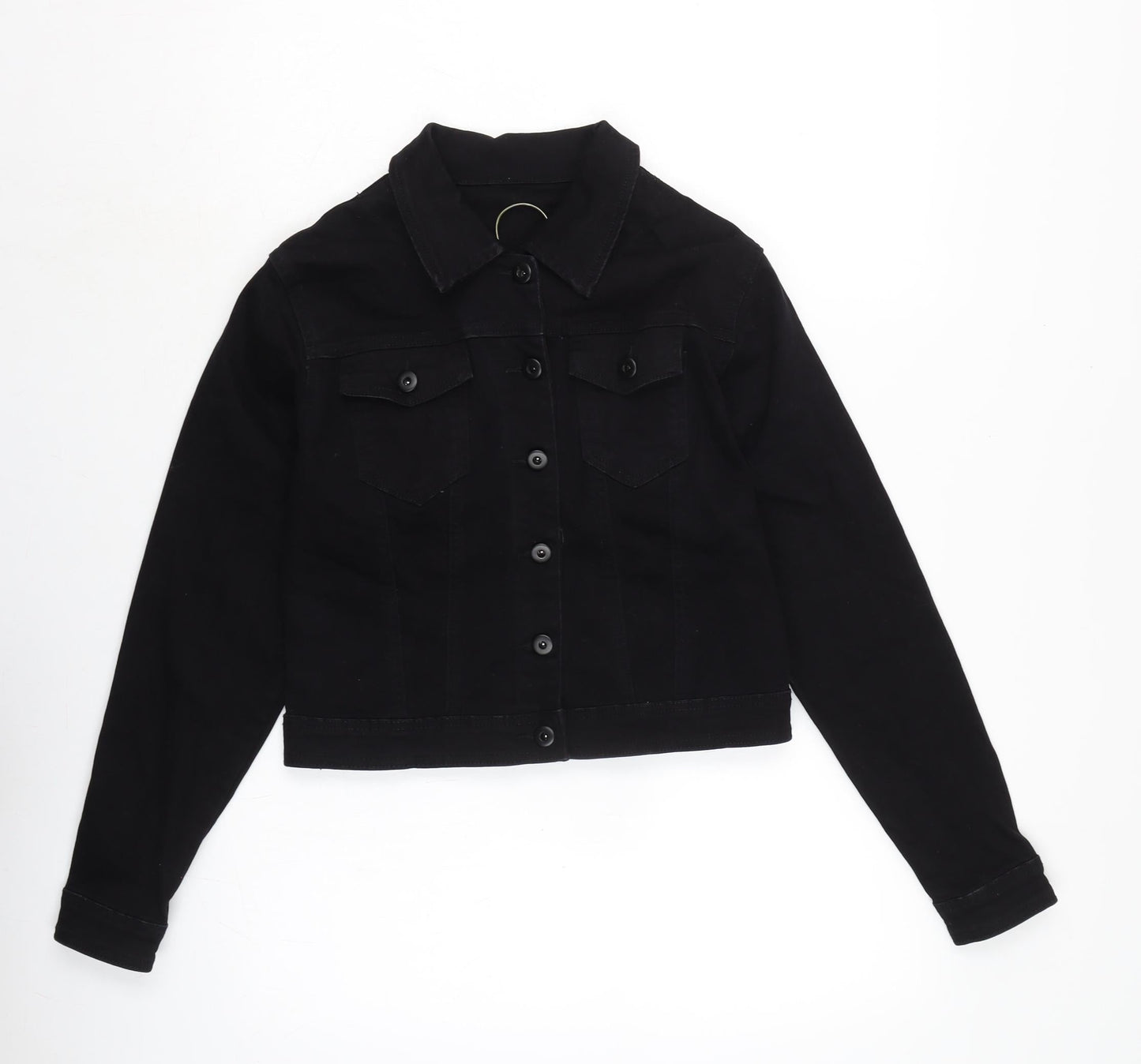 MS Jeans Womens Black Biker Jacket Size XL Button