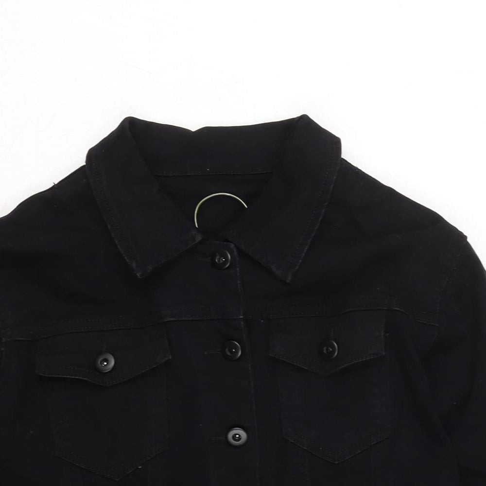 MS Jeans Womens Black Biker Jacket Size XL Button
