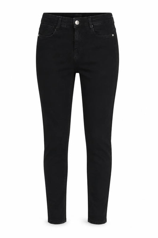 Zara Womens Black Cotton Blend Tapered Jeans Size 8 L26.5 in Regular Zip